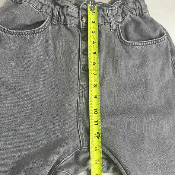 Zara Paperbag Baggy Balloon Leg Grey Button Fly Cotton Denim Jeans Womens Size 6 - Picture 12 of 13